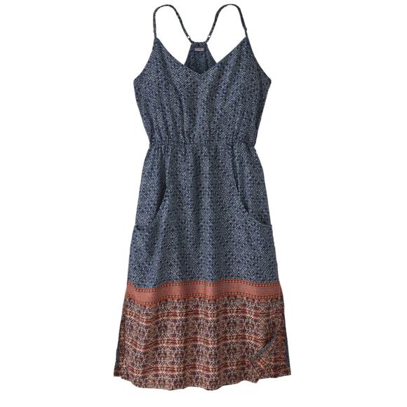 Patagonia Lost Wildflower Dress Sunburst Crux Classic Navy Large - Picture 1 of 11
